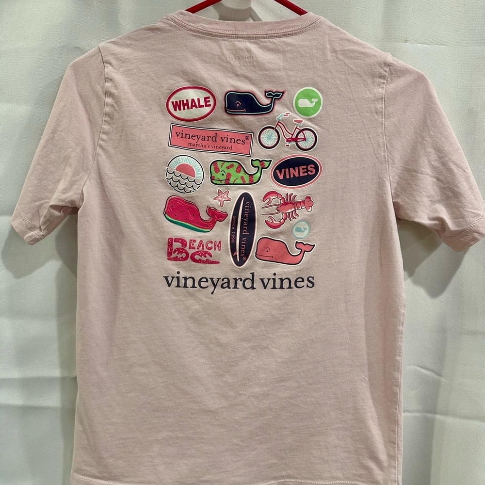 Vineyard Vines Light Pink Tee with Graphic Icons Girls M